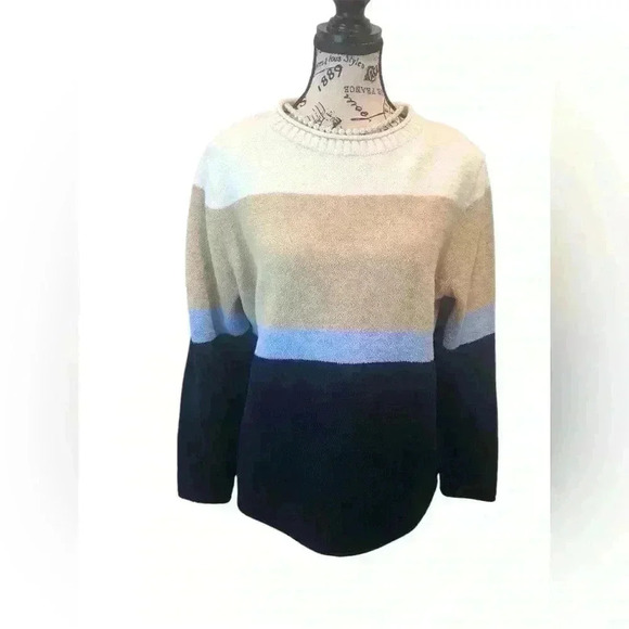 Talbots Petite XLP Multicolor Stripe Soft Terry Knit Sweater L/S Crew Neck - Picture 1 of 4